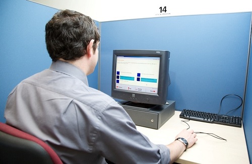 student is attempting driving theory test in Gloucester